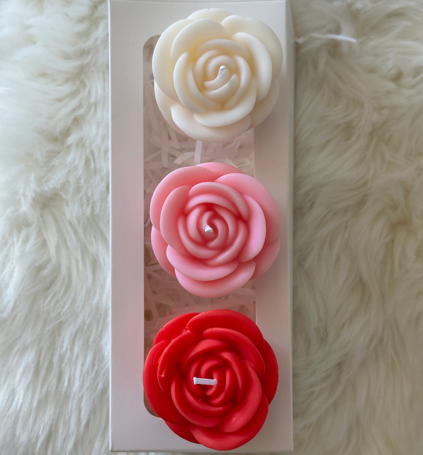 Écrin de roses tricolore